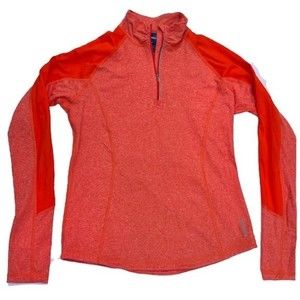 Orange Reebok 1/4 Zip PlayDry Long Sleeve Running Shirt‎ Size Medium